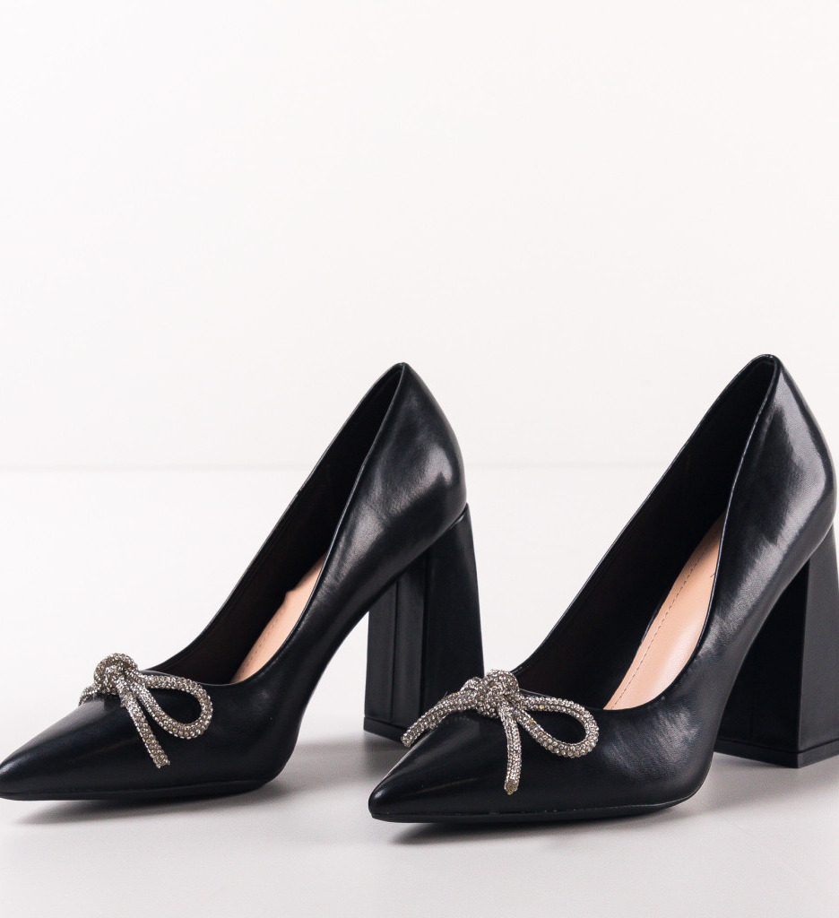 Pantofi Dark Negri Eleganți cu Toc - Stil Refined - imagine 7