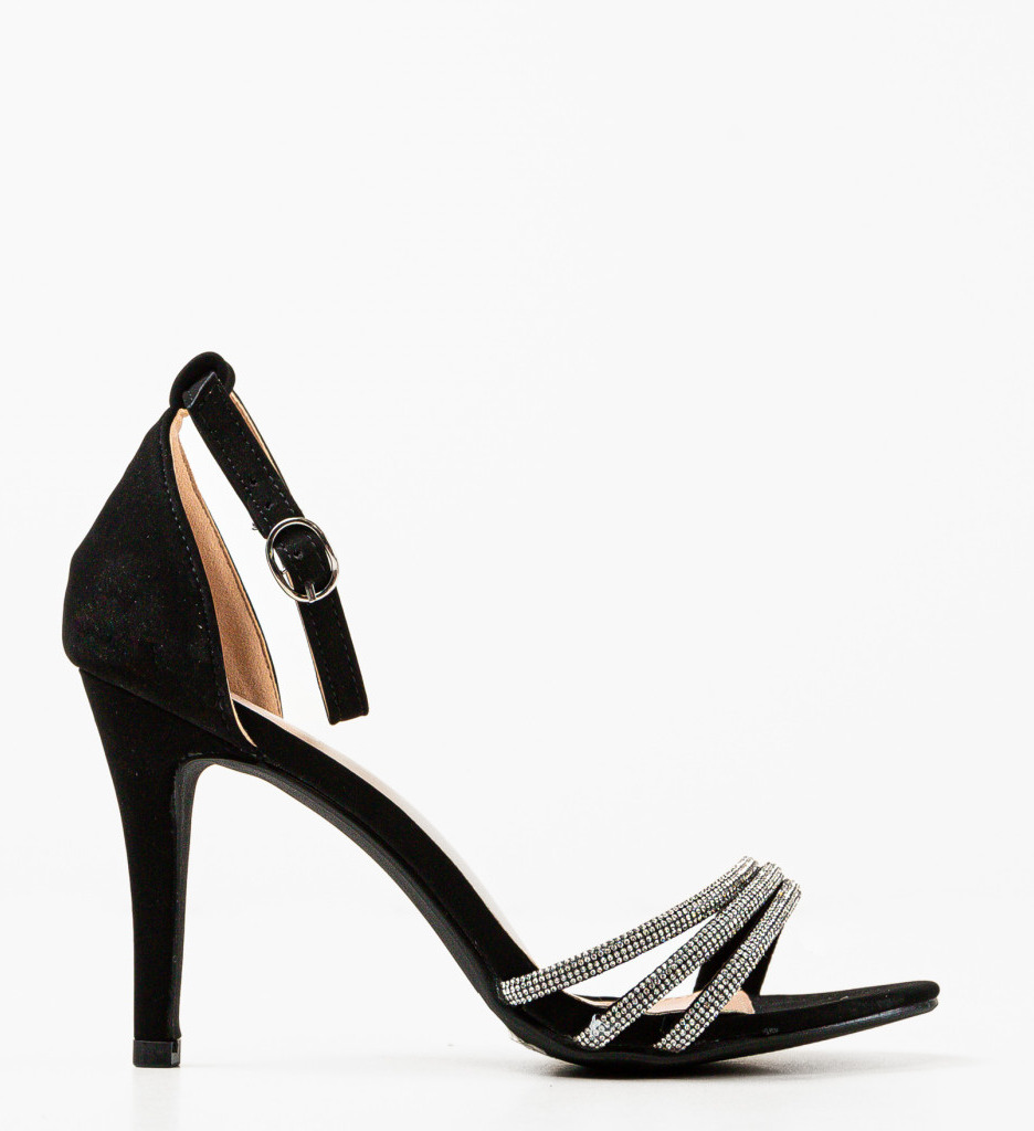 Sandale Donfren Negre cu Toc Elegante - imagine 4