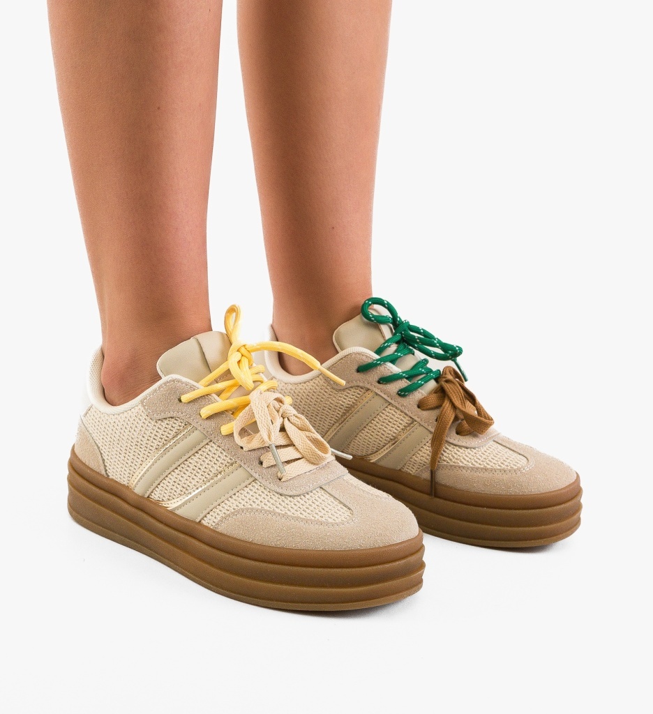 Sneakers Dama Boomby Bej 2 - Confort și Stil - imagine 3