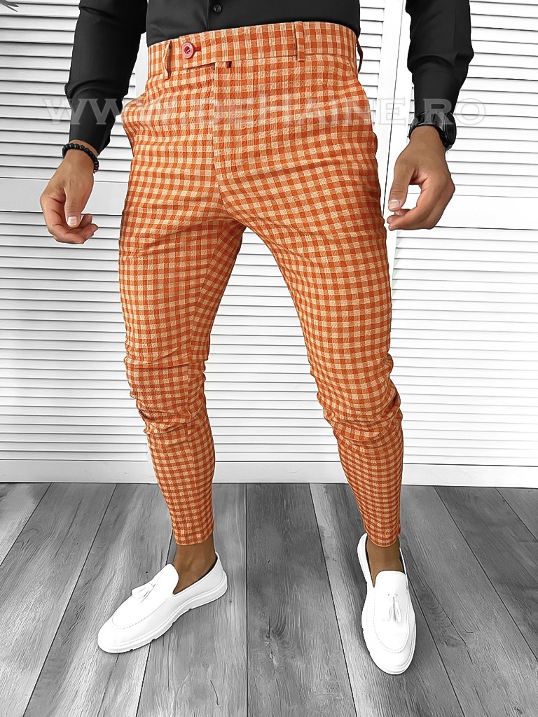 Pantaloni Barbati Eleganti Carouri Bumbac