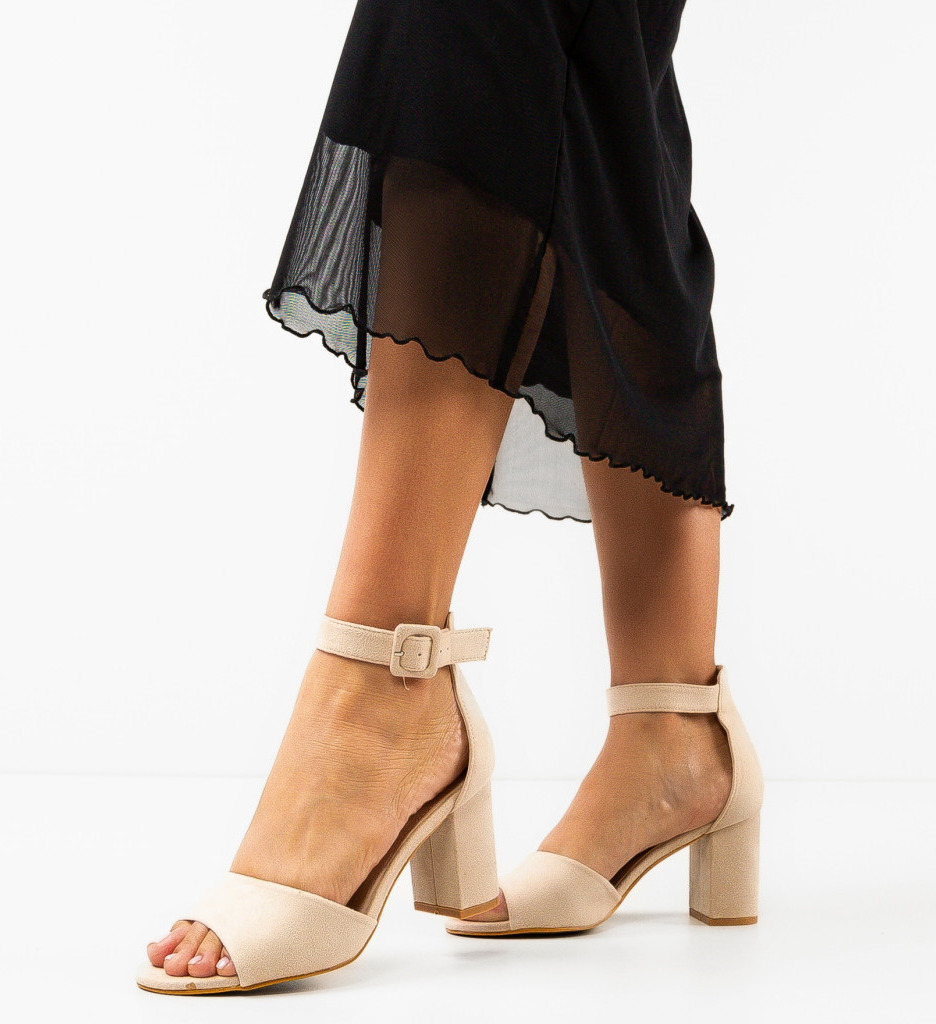 Sandale Dama Portuguese Bej cu Toc Elegante - imagine 2