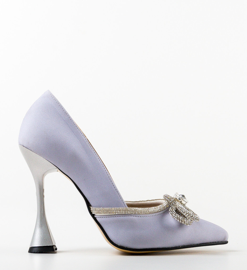 Pantofi Armas Gri cu Toc Eleganți - imagine 4