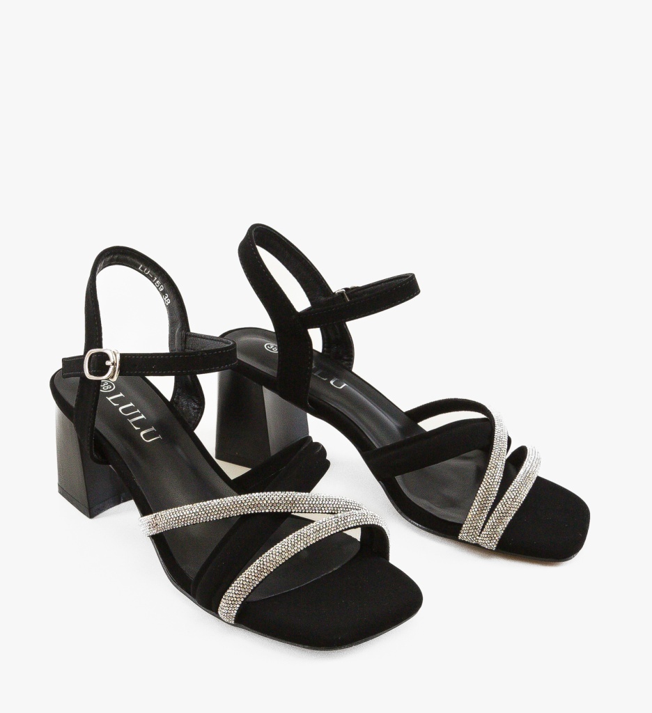 Sandale Dama Frysy Negre Elegante cu Toc - imagine 2