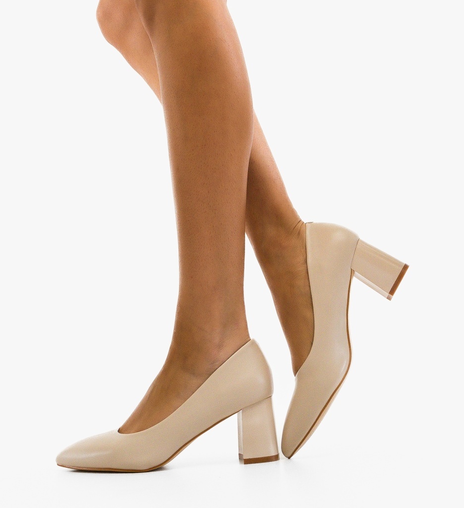 Pantofi Phili Bej Eleganți cu Toc - Confort și Stil - imagine 2