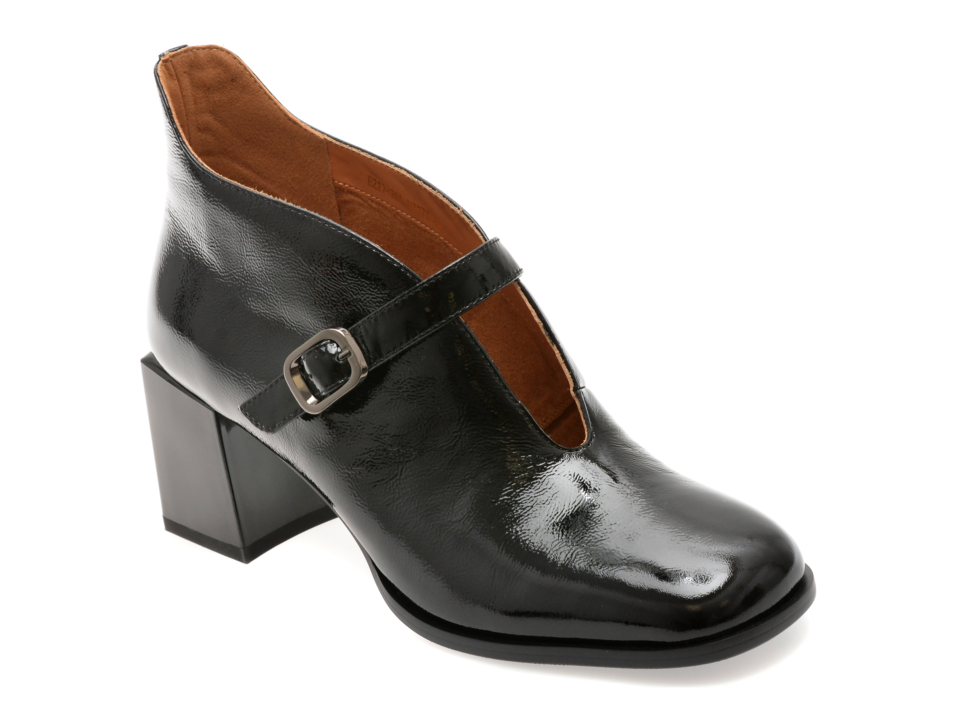 Botine EPICA Elegante Piele Lacuită Negru