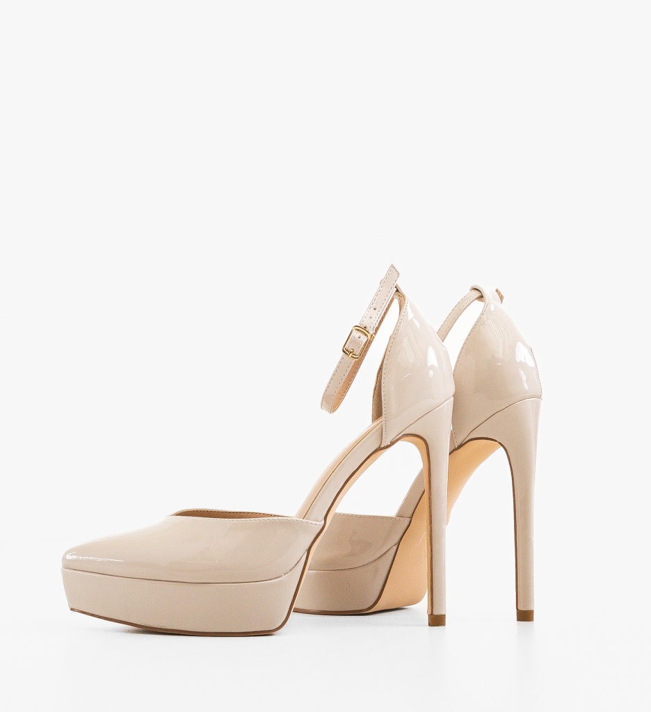 Pantofi Dama Rada Bej cu Toc Eleganți - imagine 5