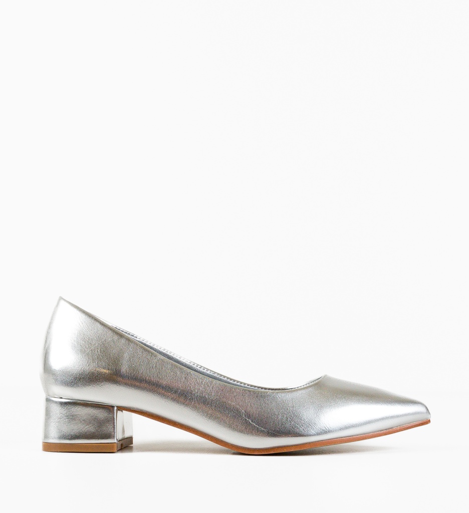 Pantofi Dama Eleganți Argintii cu Toc - Stil Refined - imagine 4