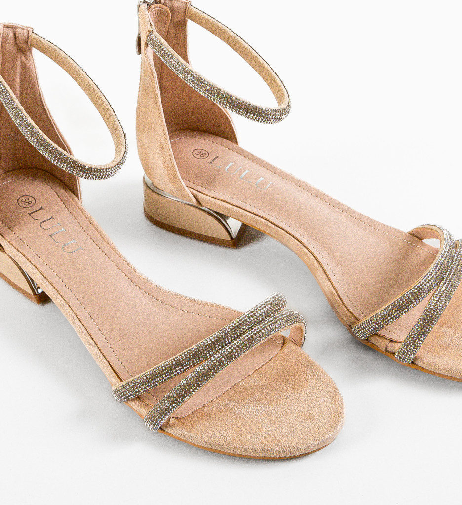 Sandale Gamma Bej cu Toc Elegante - imagine 6
