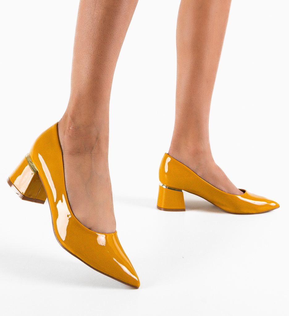 Pantofi cu Toc Galbeni Fedlimi - Eleganță - imagine 3