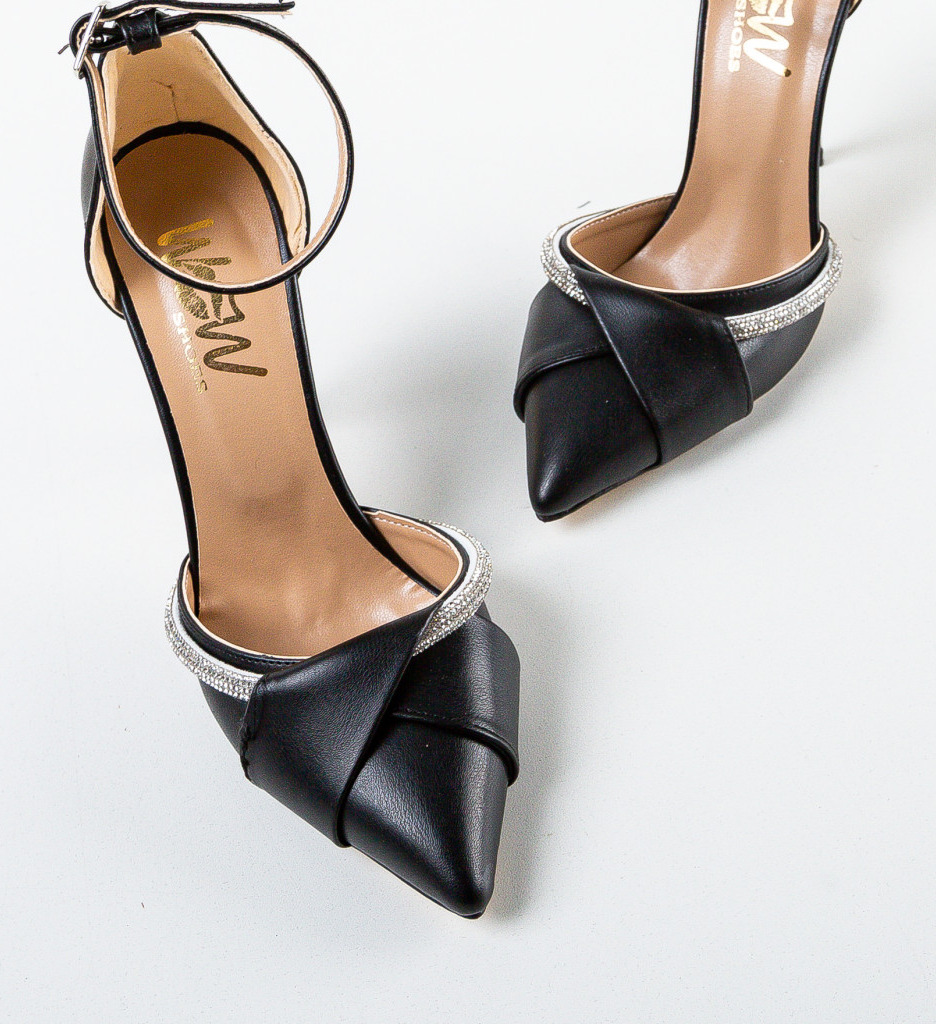 Pantofi Urahag Negri Eleganți cu Toc - imagine 5
