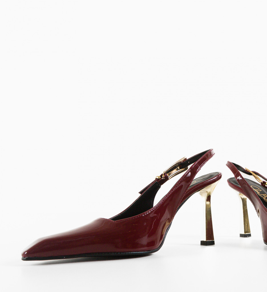 Pantofi Dama Grena cu Toc Elegant - imagine 6