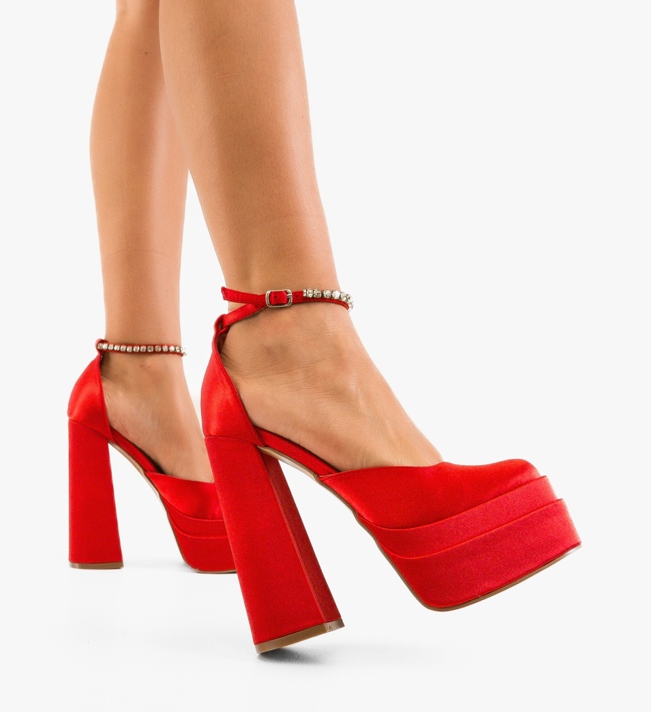 Pantofi Rosii Depurtat cu Toc Elegant - imagine 4