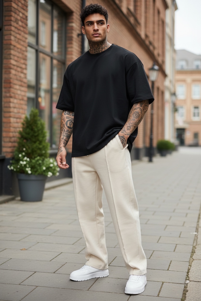 Pantaloni Trening Bej Conici, Comfort