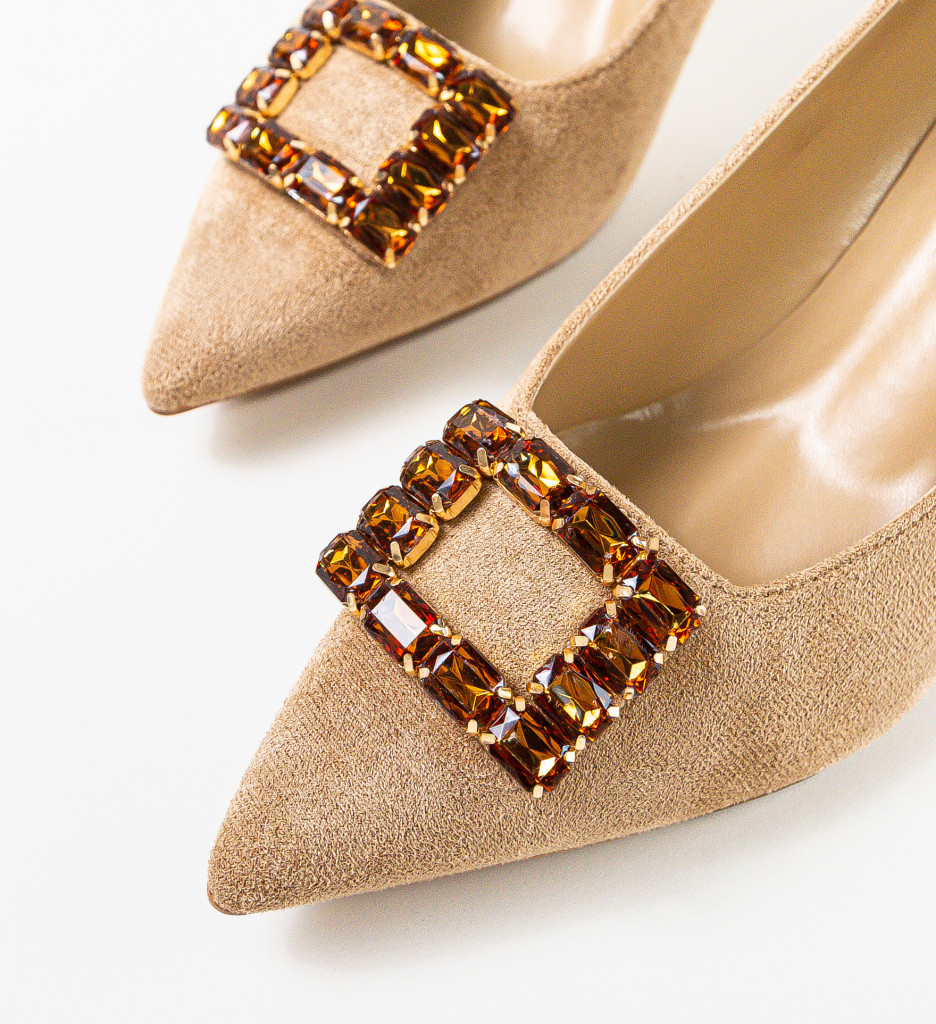 Pantofi Joan Khaki cu Toc Eleganți - imagine 9