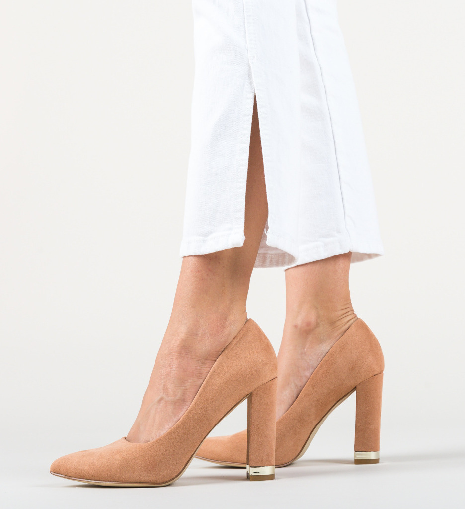 Pantofi Eleganti Bej cu Toc Sofie