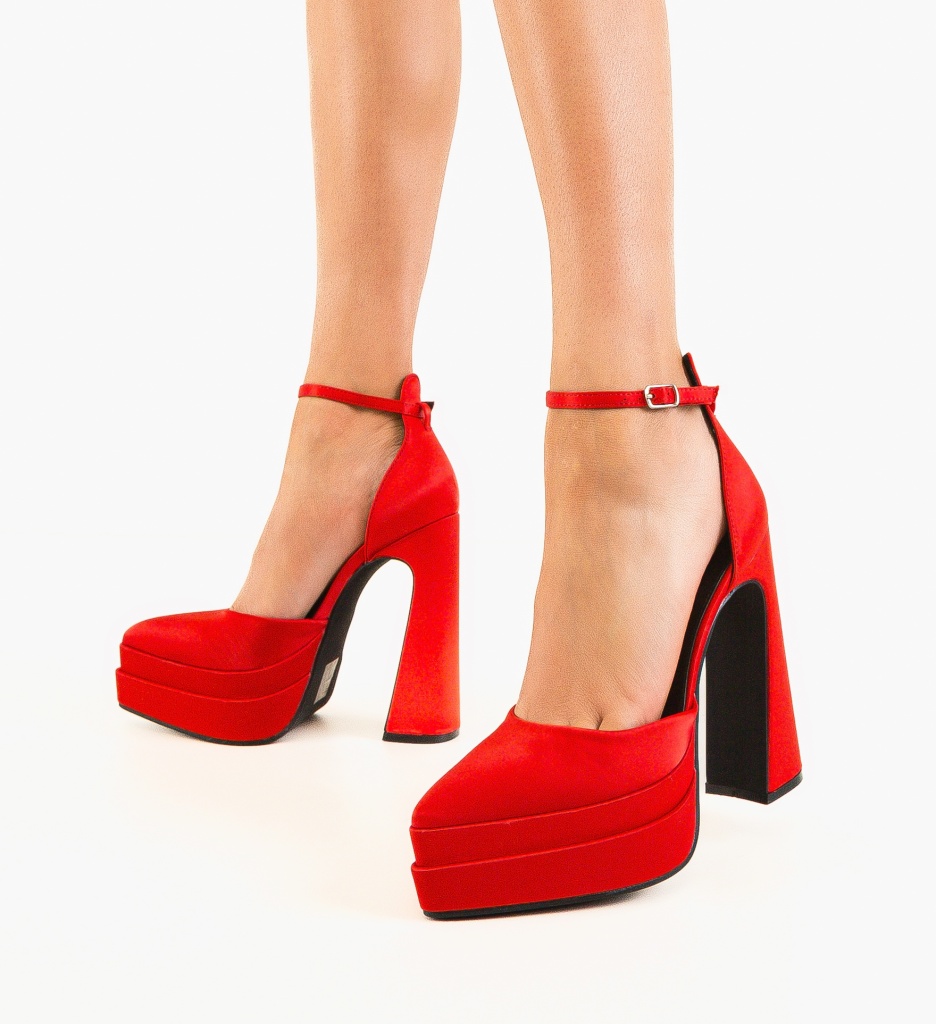 Pantofi Amira Rosii cu Toc Eleganți - imagine 2