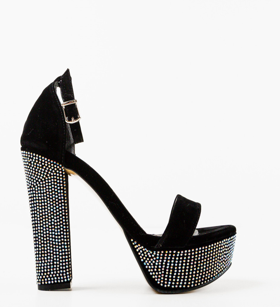 Sandale Elegante cu Toc Negre Muher - imagine 4