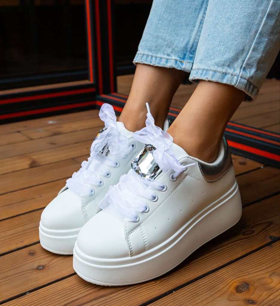 Sneakers Dama Rhiann Argintii - Confort Modern - imagine 2