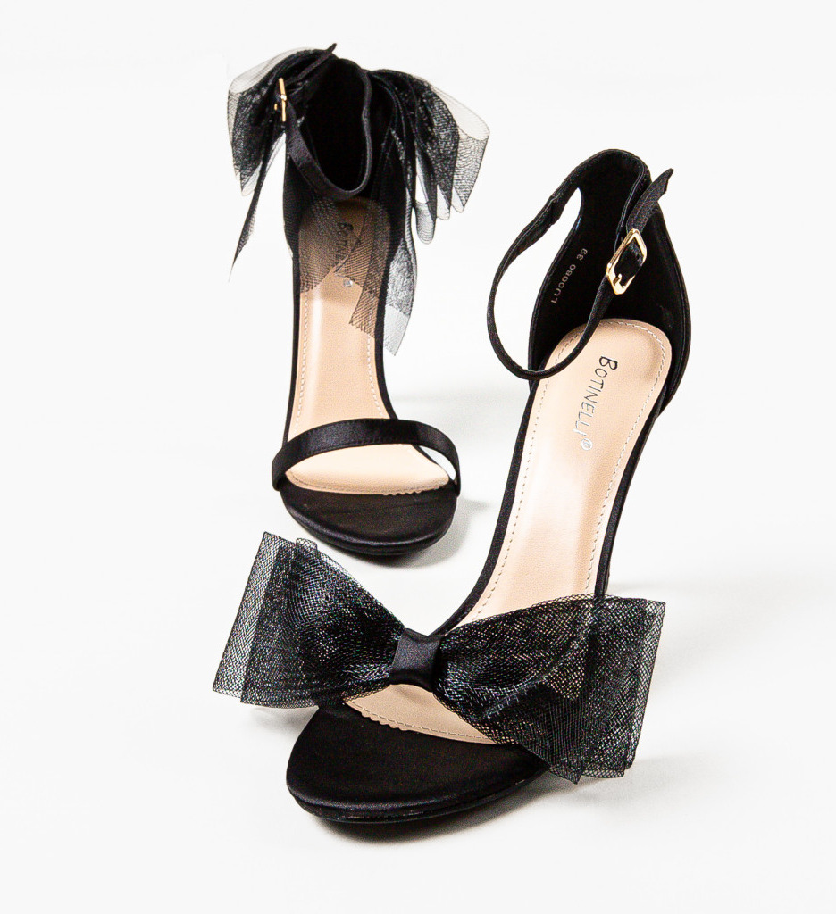 Sandale Dama Roxom Negre cu Toc Stilat - imagine 6
