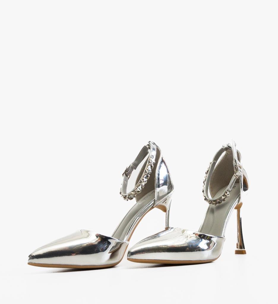 Pantofi Dama Jajutra Argintii Eleganți - imagine 4