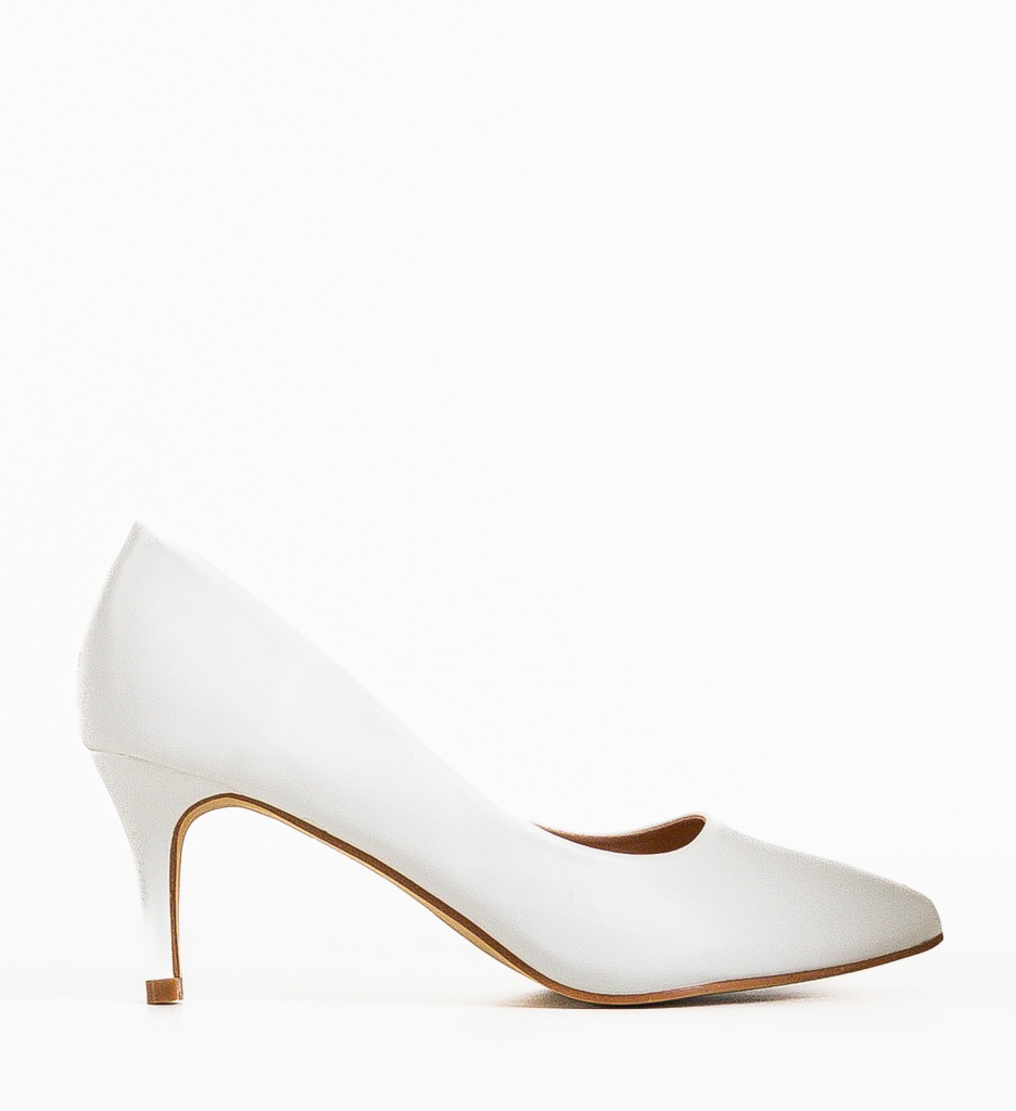 Pantofi Dama Rikea Albi cu Toc Eleganți - imagine 2