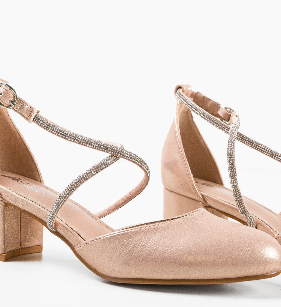 Pantofi Dama Plikam Aurii cu Toc Eleganți - imagine 8