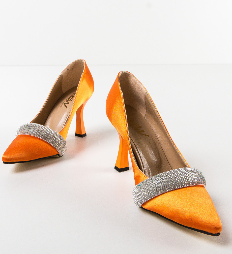 Pantofi Andor Portocalii cu Toc Eleganți - imagine 5