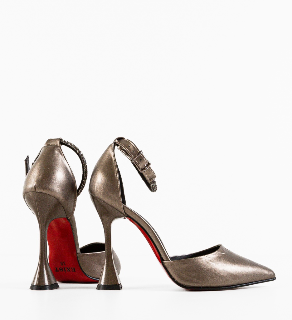Pantofi Eraty Gri Eleganți cu Toc - imagine 7