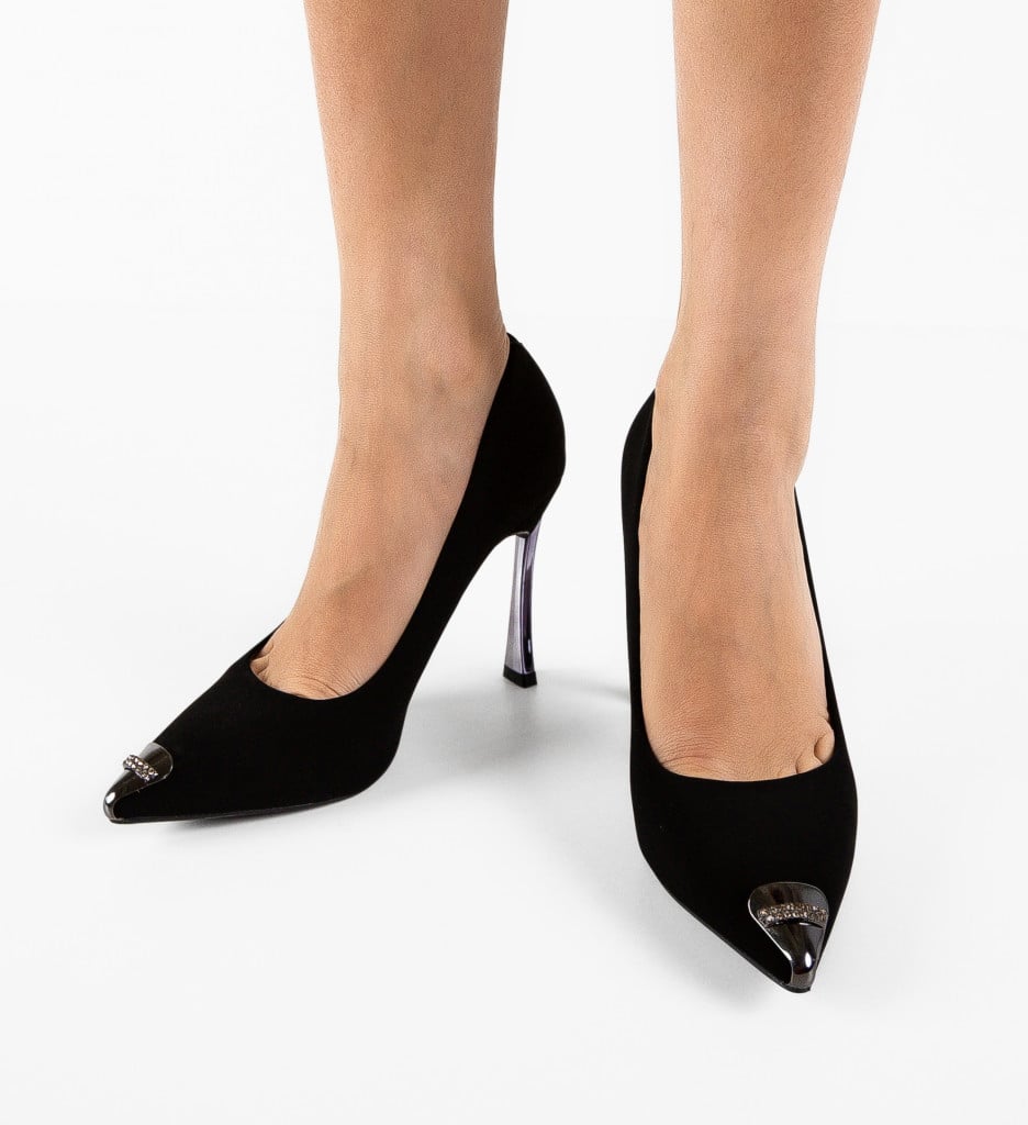 Pantofi Corall Negri Eleganți cu Toc Înalt - imagine 4