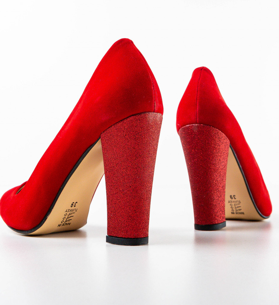 Pantofi Santer Rosii Eleganți cu Toc - imagine 7