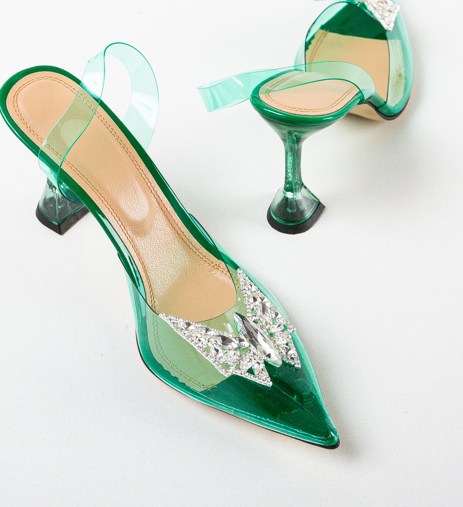 Pantofi Fazan Verzi cu Toc Eleganți - imagine 8