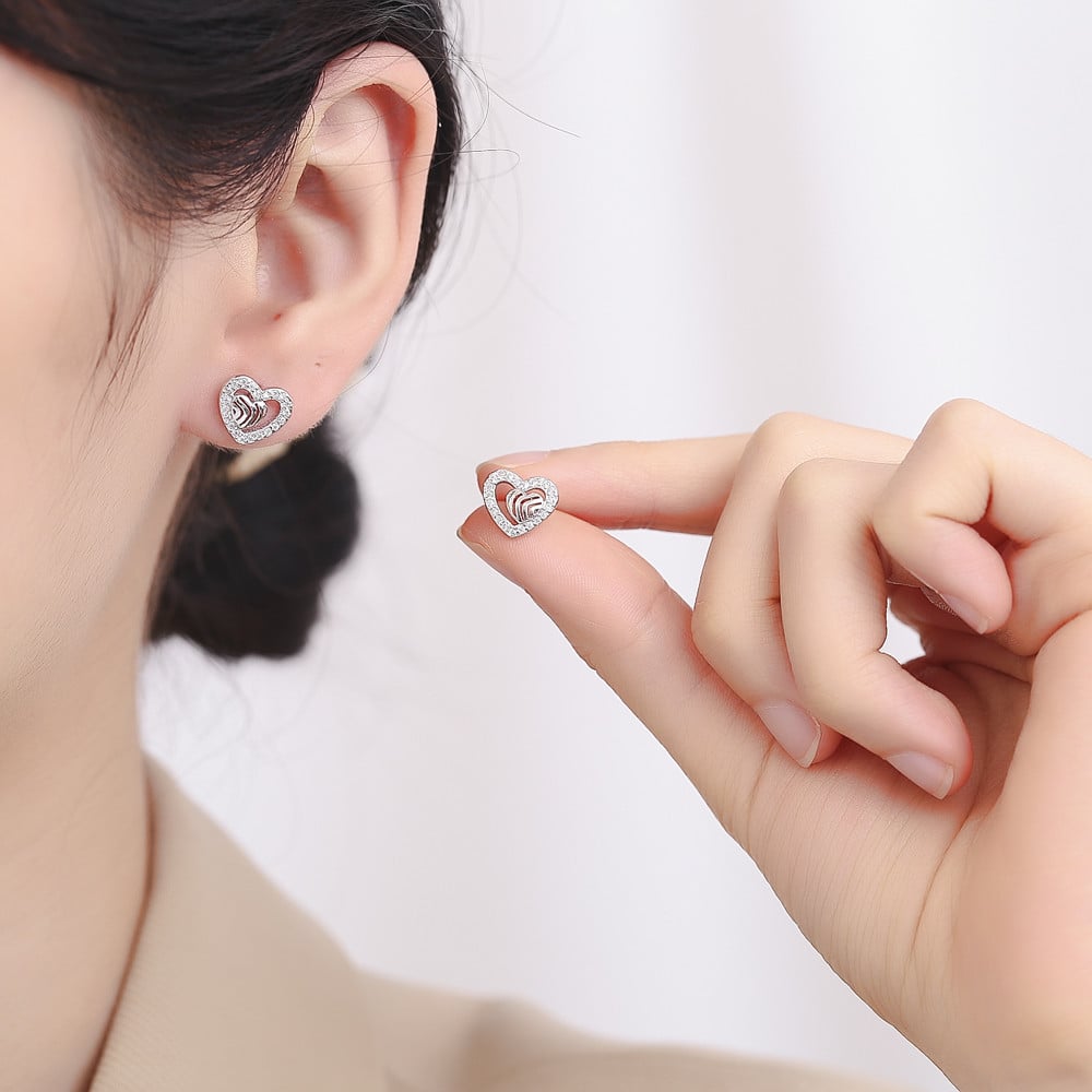 Cercei Argint Inima Delis | Design Elegante - imagine 2