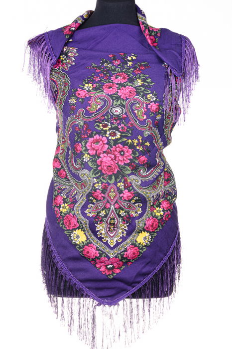 Esarfa Pavlovo Posad Shopika - Model Traditional Mov - imagine 1
