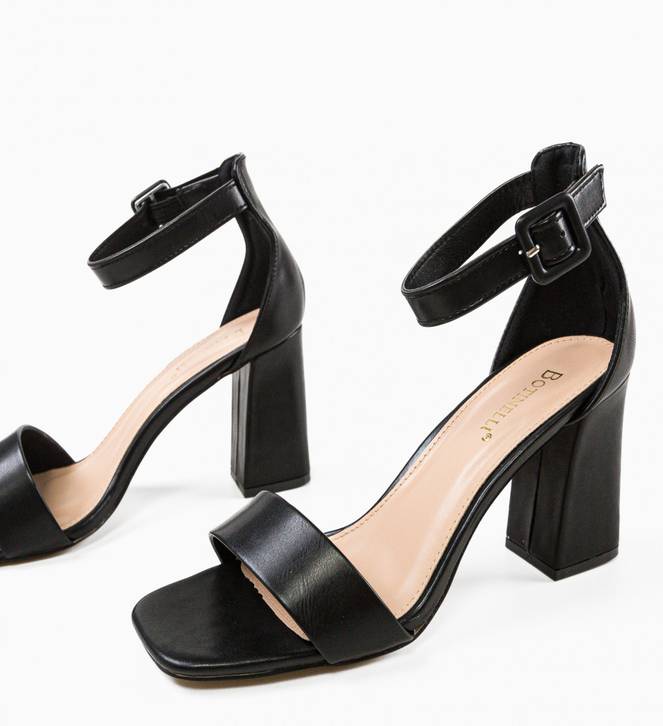 Sandale Opatar Negre Elegante cu Toc - imagine 6