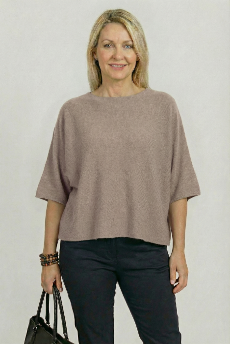 Pulover Maneca Fluture Shopika - Bej Elegant - imagine 2