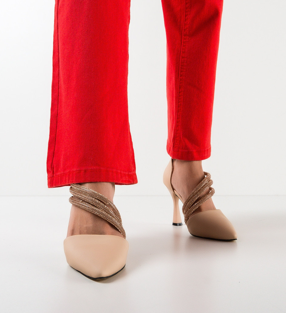 Pantofi Dama cu Toc Aquila Bej | Eleganță - imagine 3