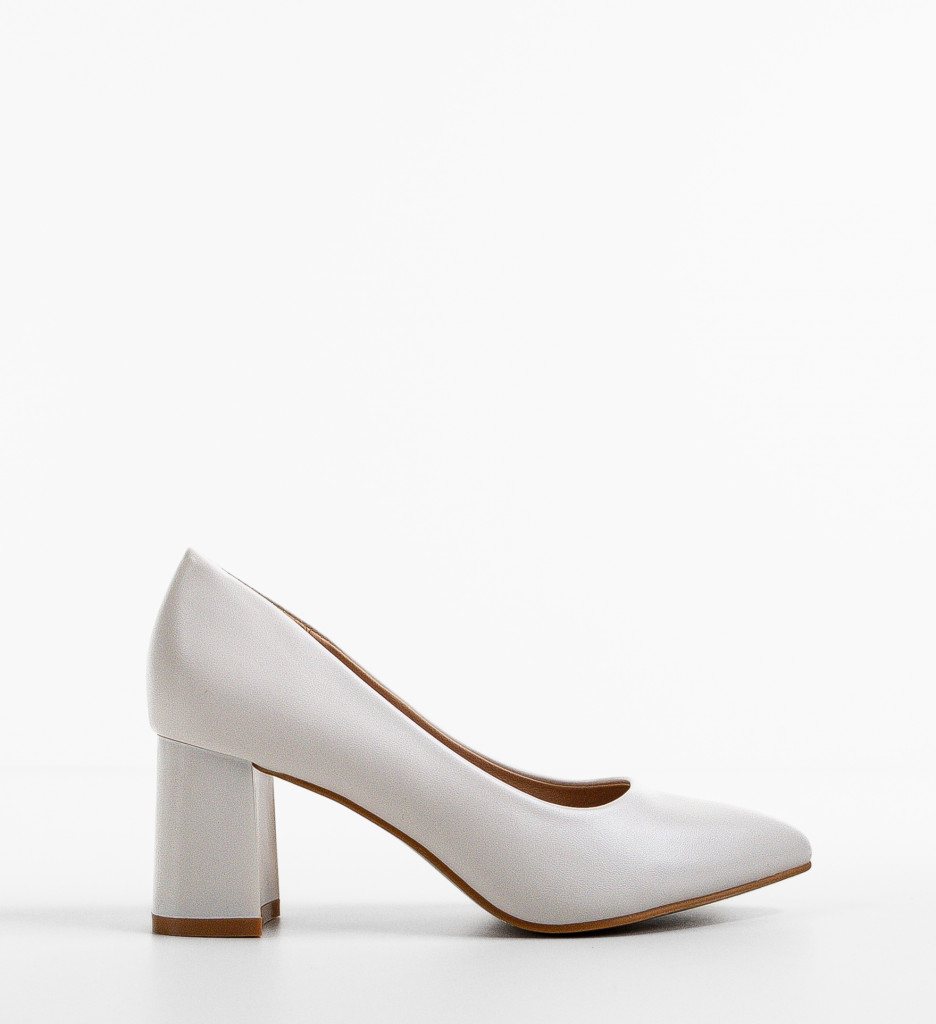 Pantofi Dama Albi cu Toc - Eleganță Asigurată - imagine 4