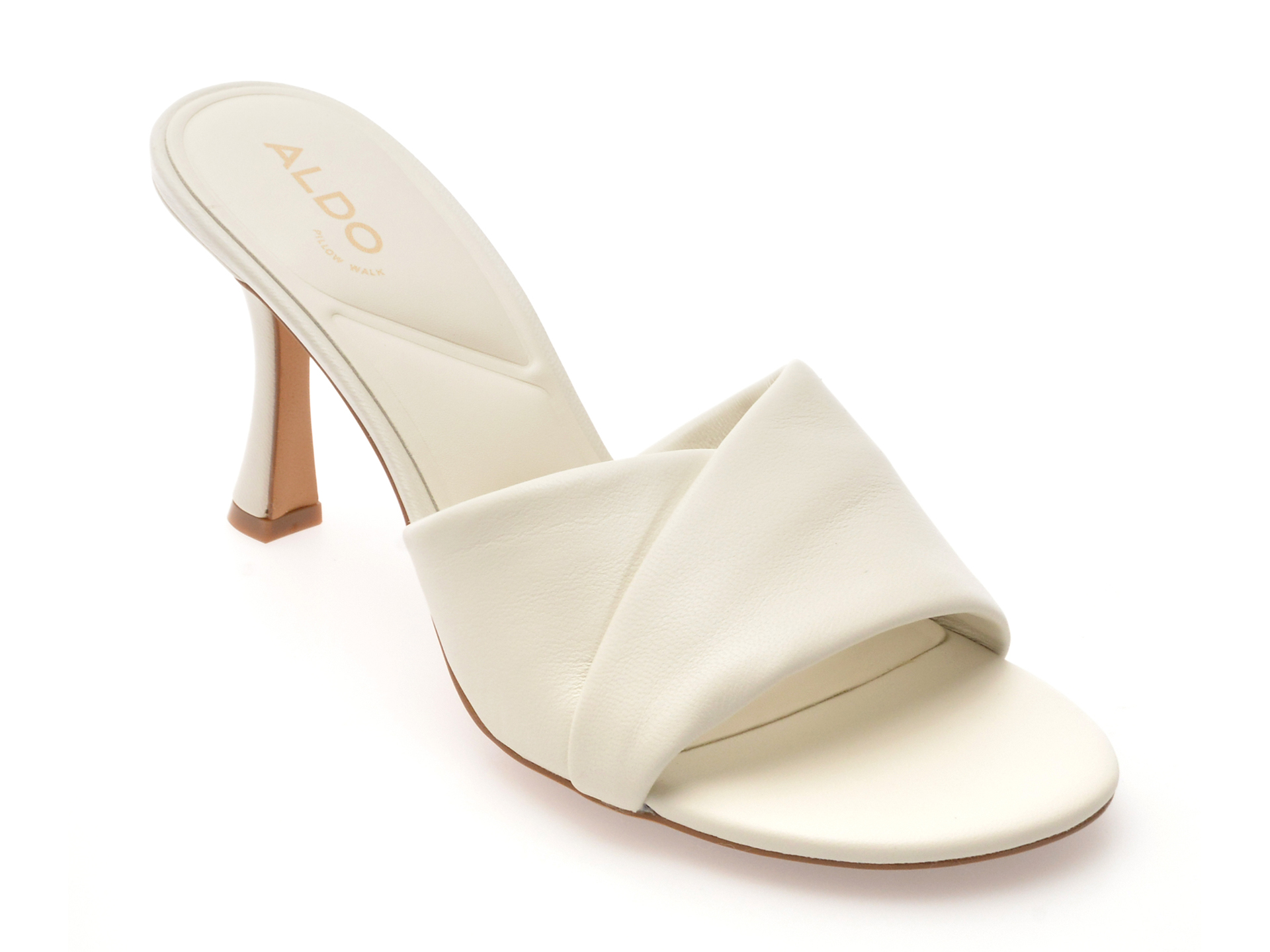 Papuci ALDO albi din piele naturală - Confort elegant