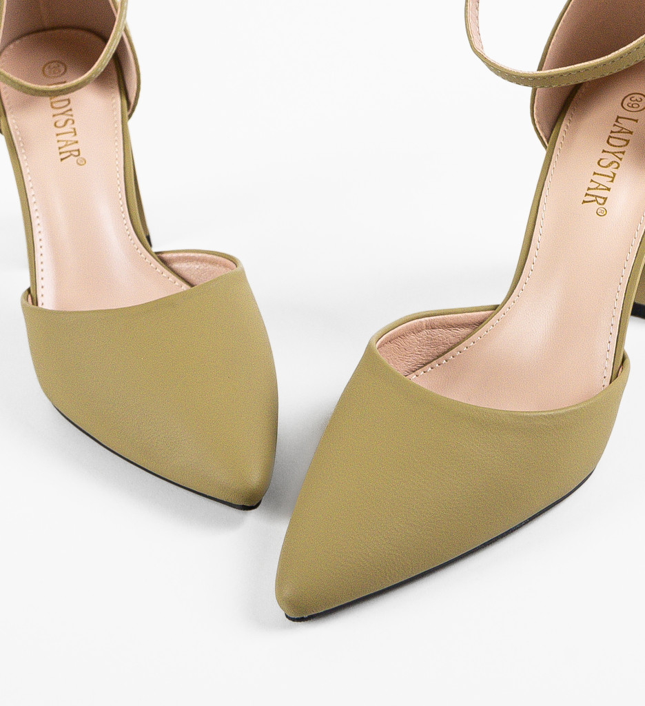 Pantofi dama Popey Khaki cu toc elegant - imagine 6