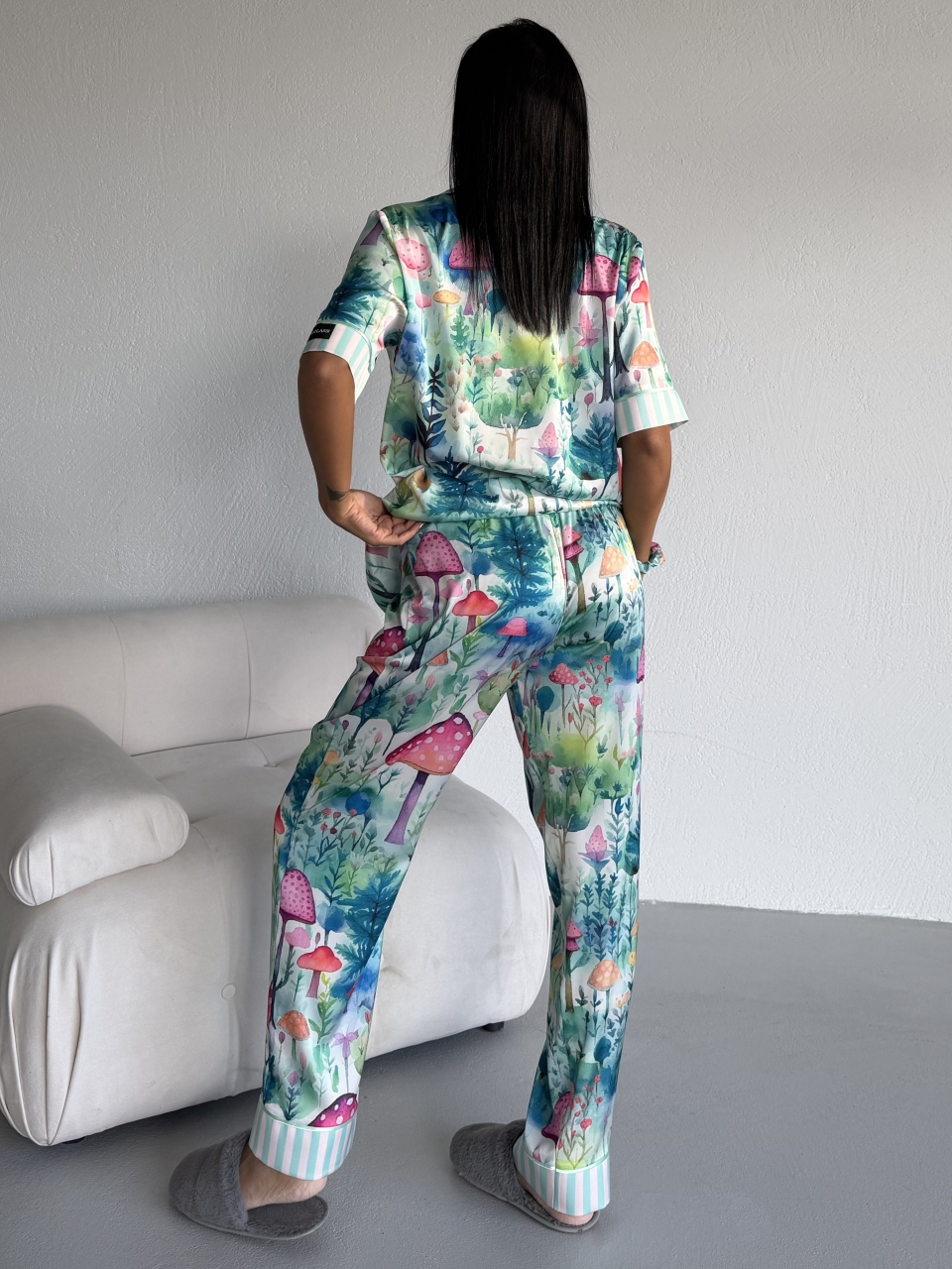 Set Pijama Dama 2 Piese Delis Satin Mat - imagine 4