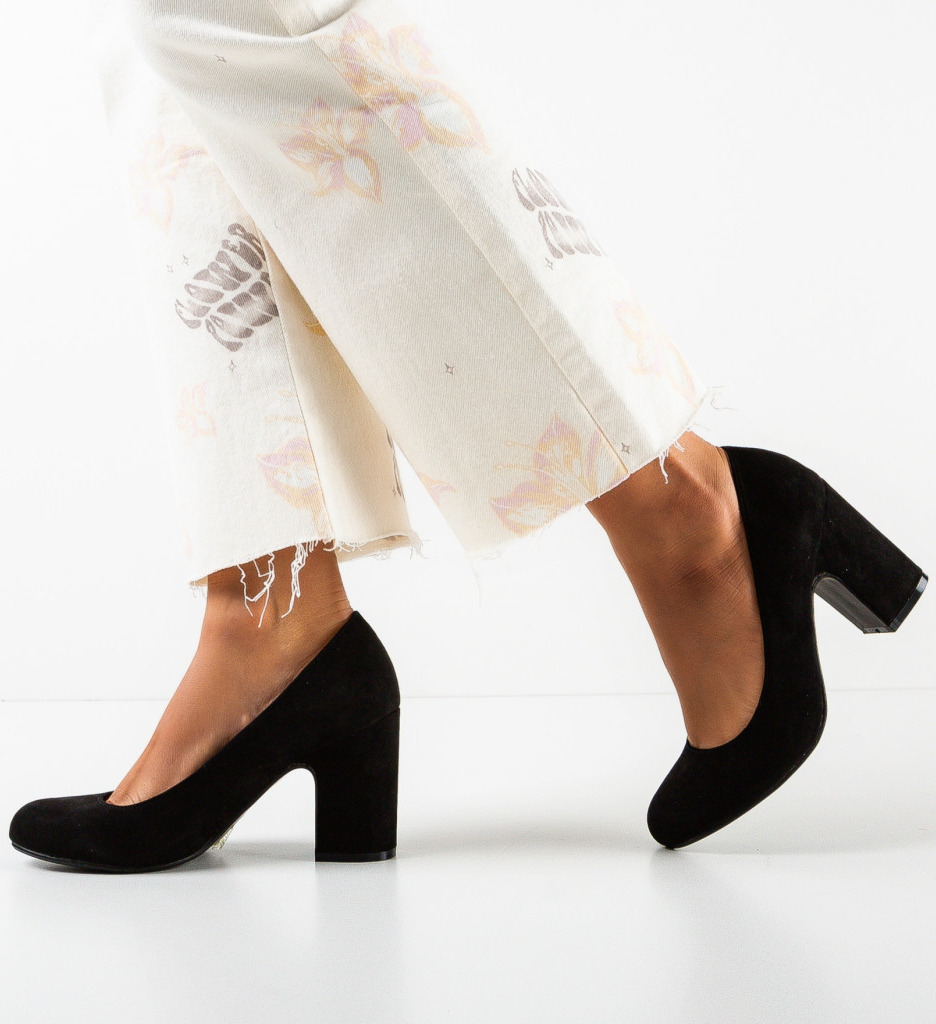 Pantofi Lenno Negri cu Toc Elegant - imagine 4