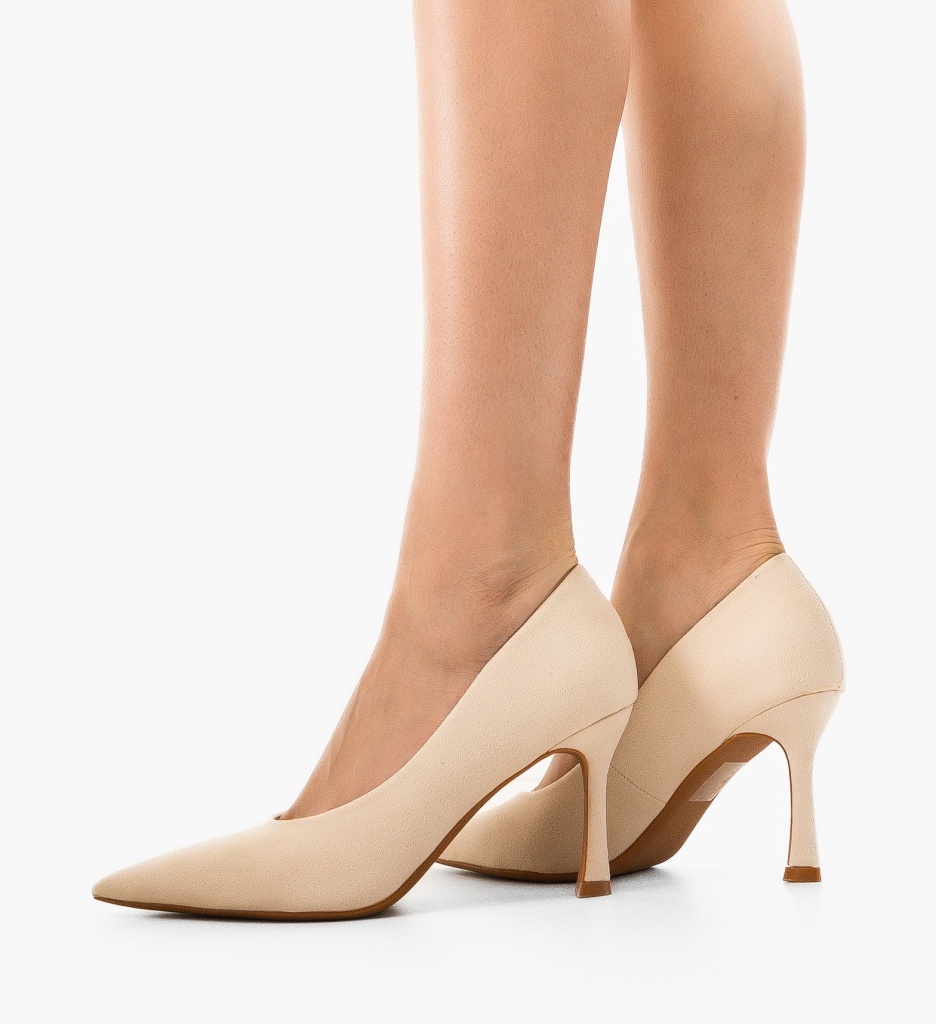 Pantofi Babs Bej cu Toc Eleganți - imagine 4
