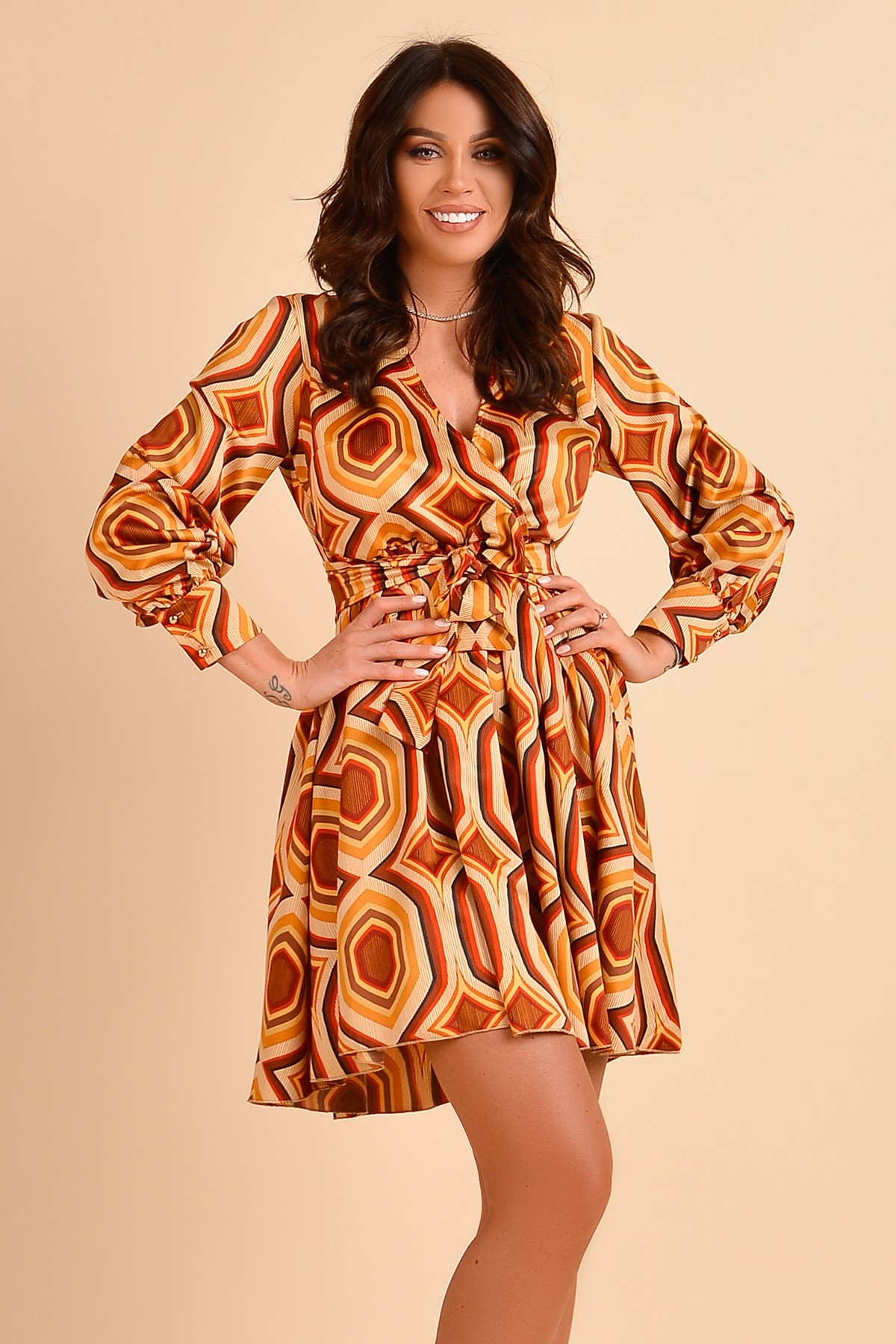 Rochie Atmosphere satin imprimat elegantă