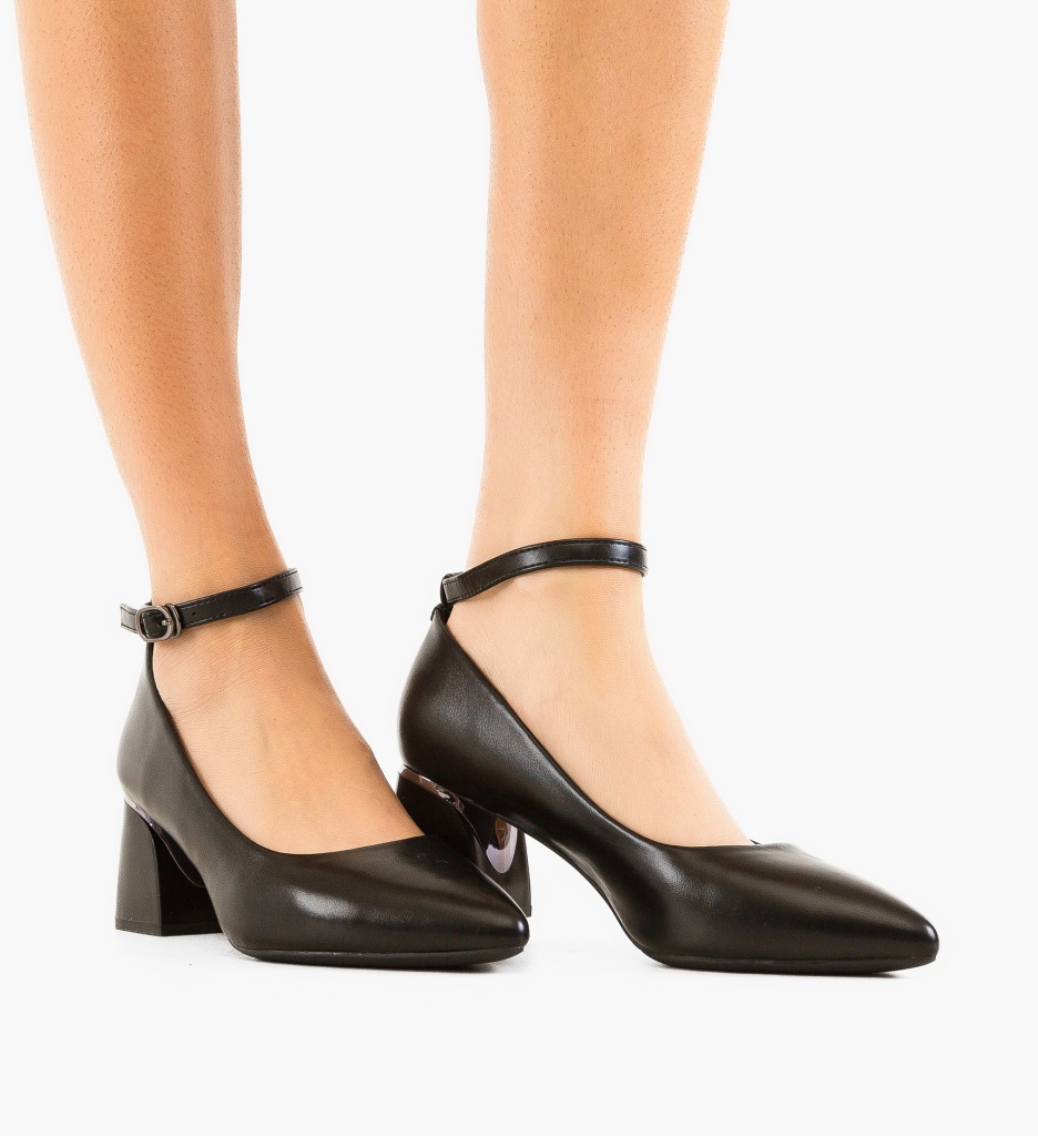 Pantofi Sakre Negri Eleganți cu Toc - imagine 2