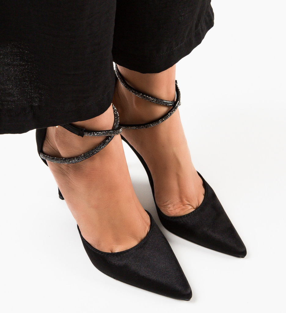 Pantofi cu toc Lakaz negri eleganți - imagine 4