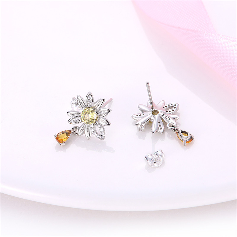 Cercei Delis Argint 925 Floare cu Rodiu - imagine 3