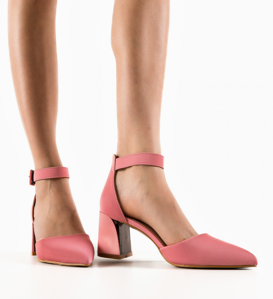 Pantofi Vandre Roz Eleganți cu Toc - imagine 3
