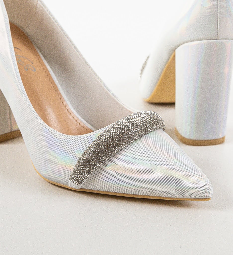 Pantofi Dama Albi Eleganți cu Toc | Stil Refined - imagine 6