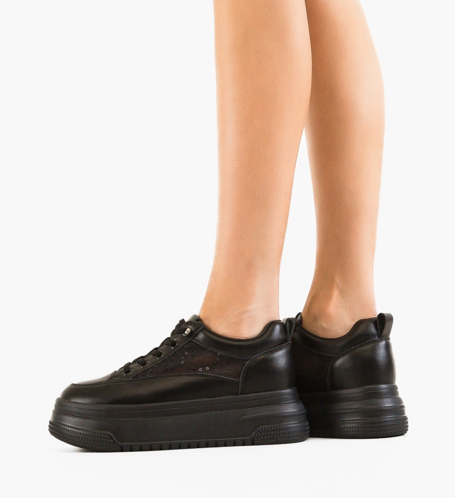 Sneakers Royal Negri Dama | Stil Urban Confortabil - imagine 3