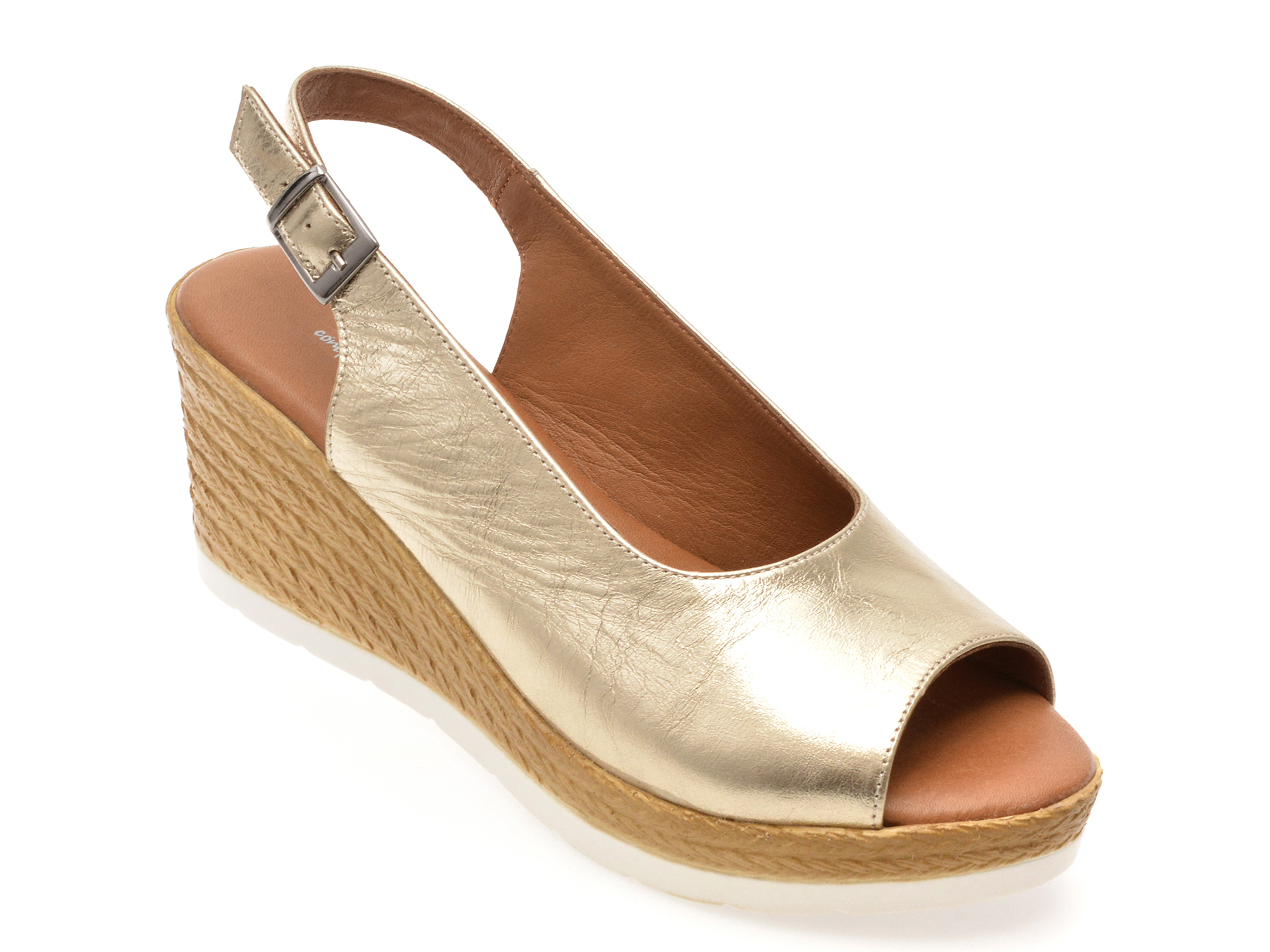 Sandale Shoozy Elegante din Piele Aurii